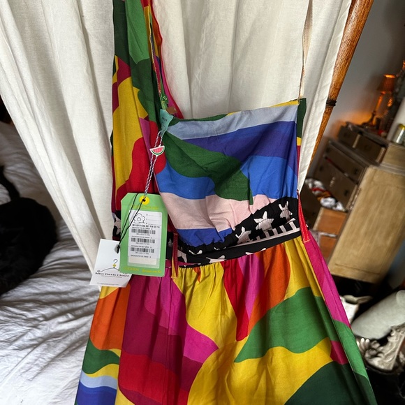 FARM RIO Wide Leg Flowy Jumpsuit One Shoulder Multicolor Print Size L - Picture 9 of 11